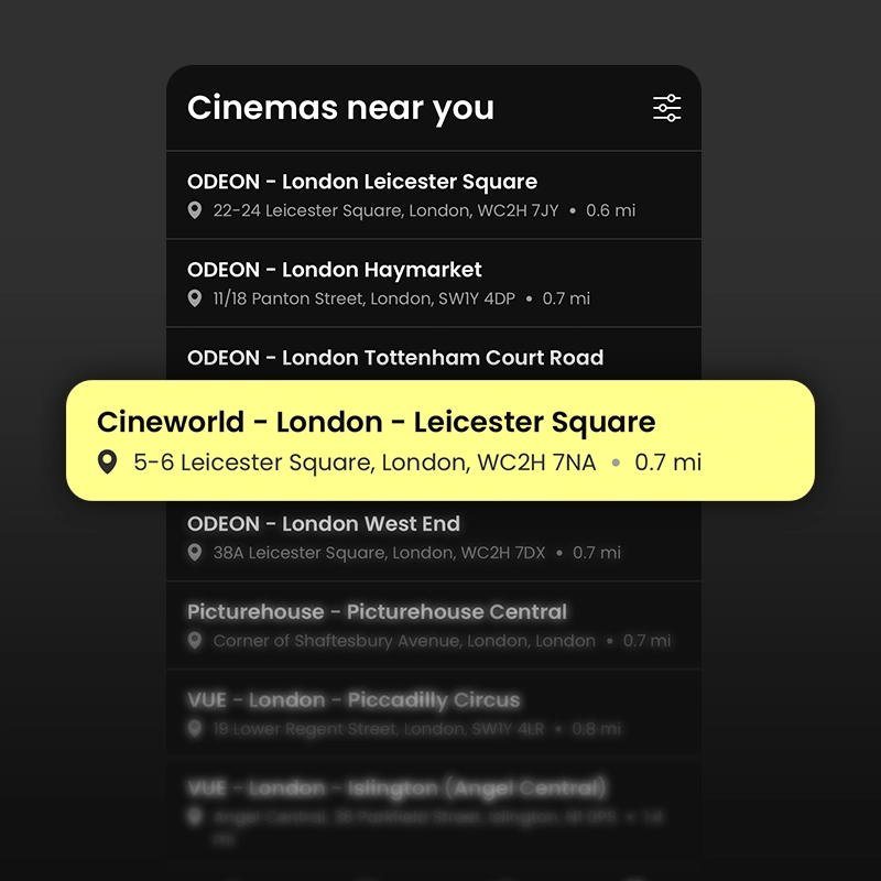 Discover cinemas near you